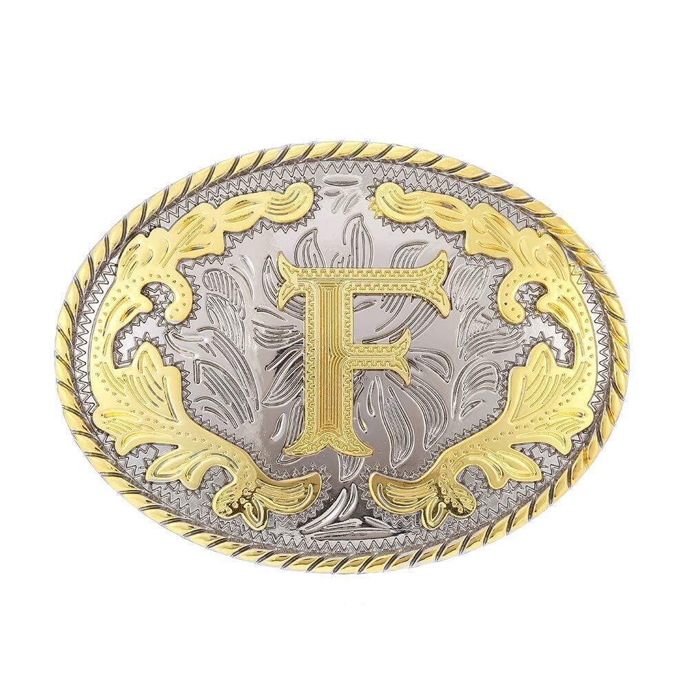 8380 Western Belt Buckle Initial Letters ABCDEFG to Y-Cowboy Rodeo Gold
